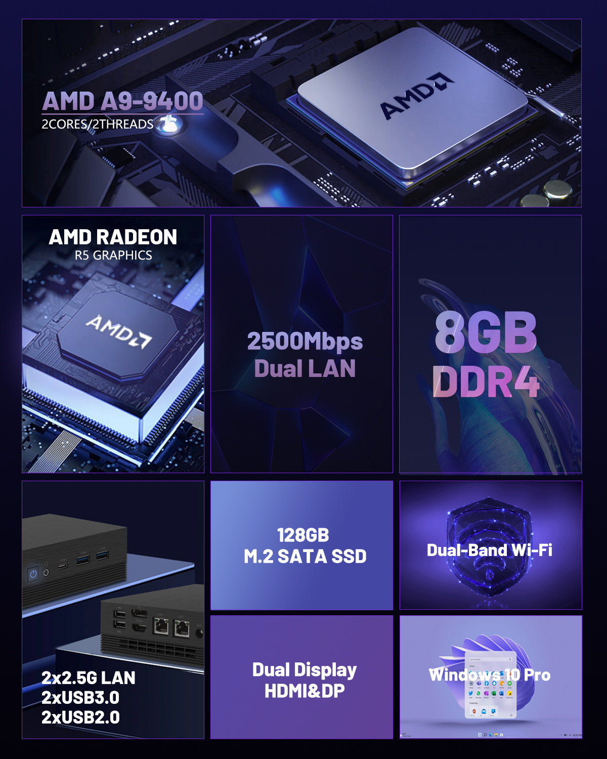 ATOPNUC Mini PC, AMD Ryzen 7 7735HS 32GB DDR5 1TB PICE SSD, Triple 4K